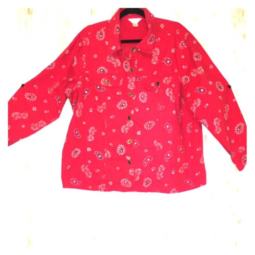 Bandana Print Denim Jacket